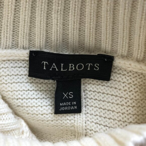 Talbots Links Stitch Mockneck Sweater Cream Sz XS - Picture 4 of 6